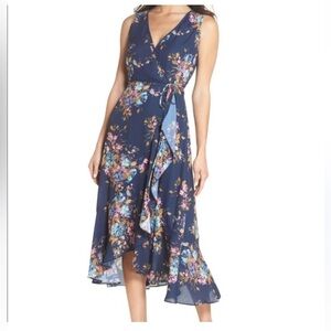Floral Navy Wrap Dress